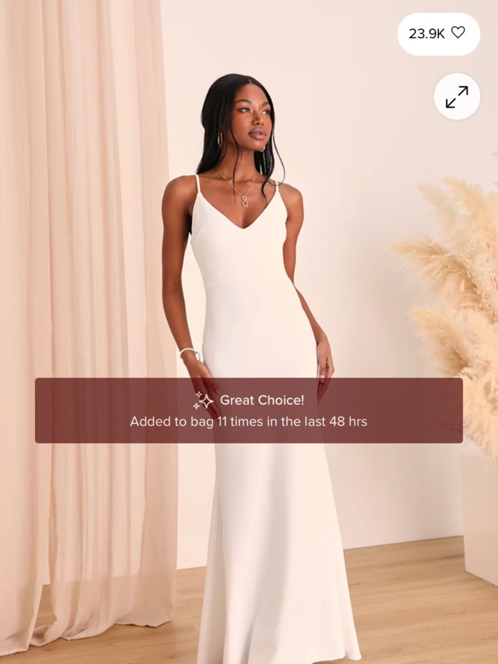 Lulu's Cream V-Neck Spaghetti Strap Maxi Dress
